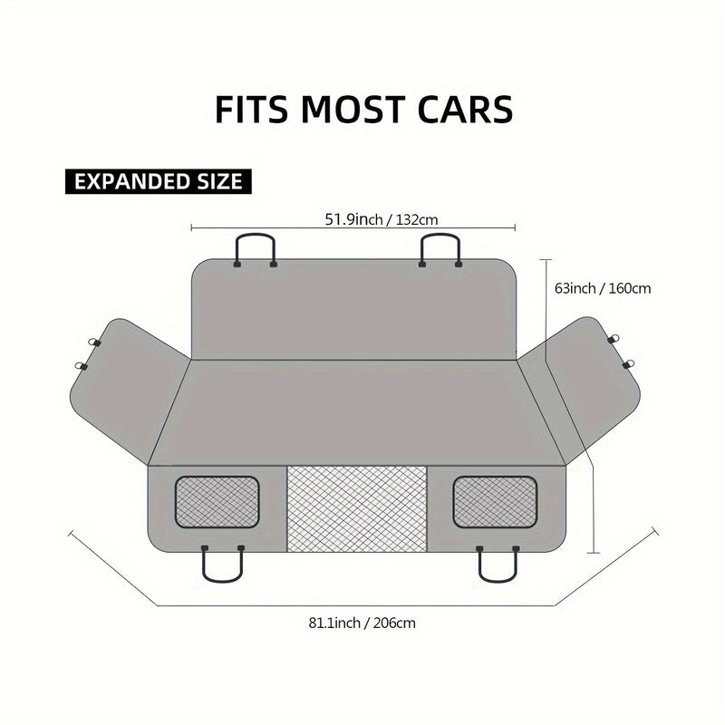 Almofada de Assento para Carro Pesada para Pets, Cama de Viagem para Cães, Cinza, Almofada de Assento para Cães no Carro, Rede de Viagem para Cães no Carro, Presente de Natal para Cães.