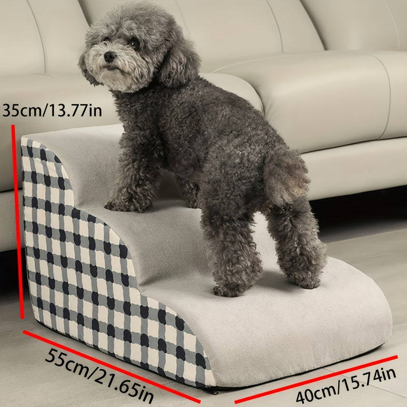 Rampa para cães de espuma de alta densidade com 3 degraus, base antiderrapante, escada interna para camas e sofás, superfície de tecido macio, ideal para cães pequenos a extra pequenos, auxílio de acessibilidade para pets