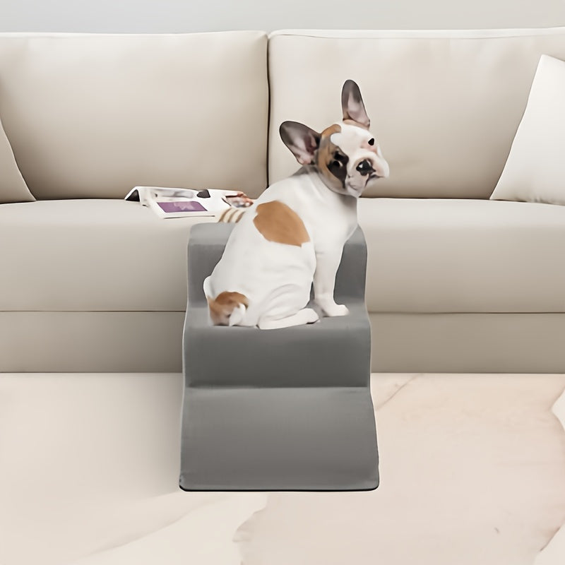 Escada Pet com 3 ou 4 Degraus – Espuma Super Macia | Disponível nas Cores Rosa ou Branco | Superfície Antiderrapante | Portátil, Leve e Fácil de Limpar