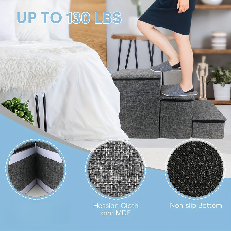 Escada Pet Dobrável com Caixa Organizadora | Degraus com Altura Ajustável | Superfície Antiderrapante | Rampa e Escada para Cães de Pequeno Porte | Ideal para Sofás e Camas