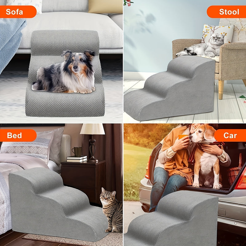 Escada Pet para Camas Altas — Com 2, 3 ou 4 Degraus | Ideal para Cães e Gatos de Pequeno a Médio Porte