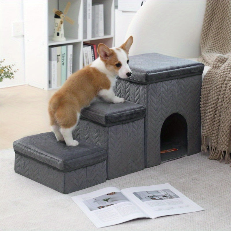 Escada Pet Dobrável – Para Cães | Escada Grande de Subida para Sofá, Cama ou Laterais da Cama | Leve, Prática e Fácil de Guardar