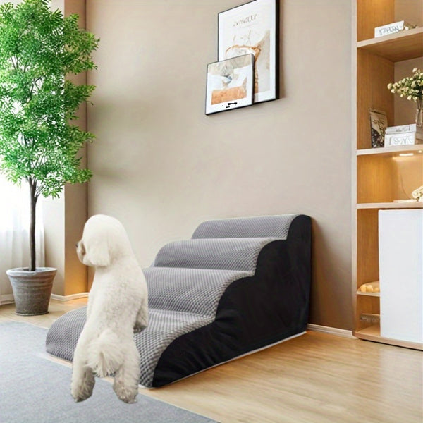 Escada de Segurança para Pets | Degraus para Cães e Gatos e Rampa para Sofá e Cama para Pets Idosos, Feridos e Necessitados de Assistência | Antiderrapante, Capa Removível e Lavável | Passagem Interna Confortável com Design de Estrelas