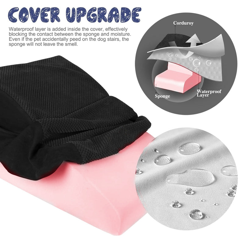Escada Pet com 2 Degraus em Espuma de Alta Densidade – Para Cães e Gatos de Pequeno e Médio Porte | Superfície Antiderrapante, Macia e Confortável
