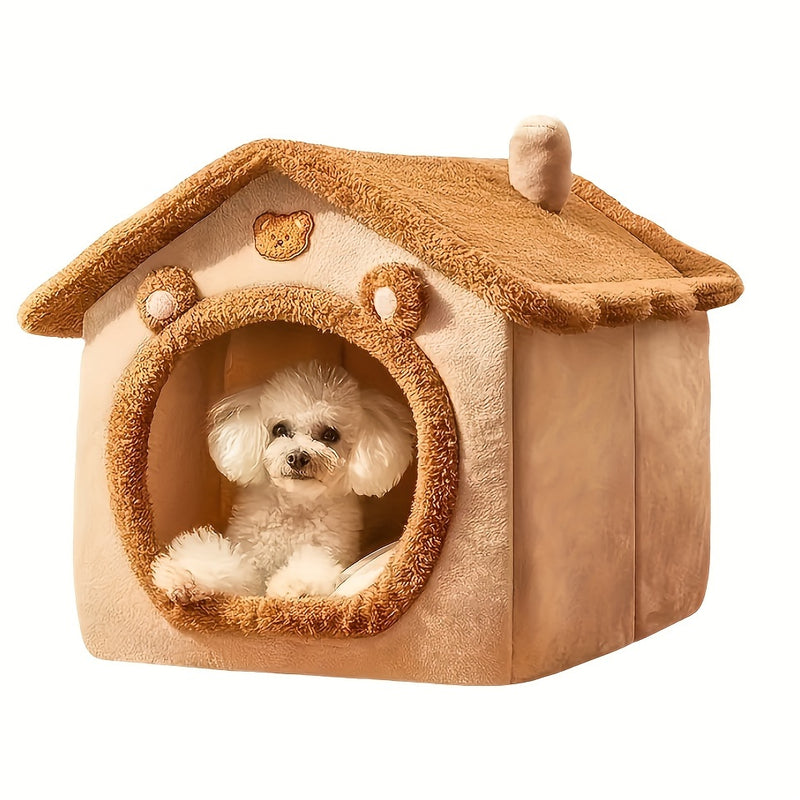 Cama Caverninha Confortável para Gatos – Lavável e Destacável, Casa Macia para Pets em Poliéster, para Aquecimento no Inverno.