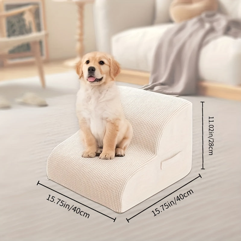 Escada Rampa para Cães e Gatos – Degraus Antiderrapantes de Espuma de Alta Densidade com Design Xadrez, Rampa Segura para Sofá, Cama ou Cômoda – Auxílio de Mobilidade Ideal para Cães e Gatos Pequenos a Médios