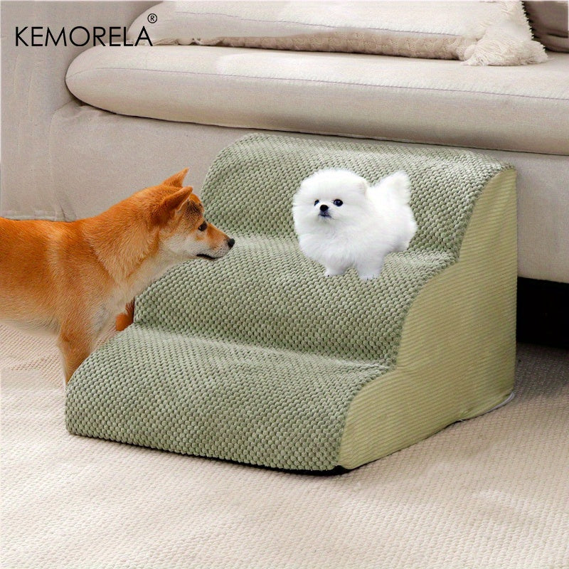 Escada Pet com 2 ou 3 Degraus | Degraus Antiderrapantes com Capa Removível e Lavável | Rampa para Cães e Gatos | Ideal para Filhotes, Pets Idosos ou em Recuperação