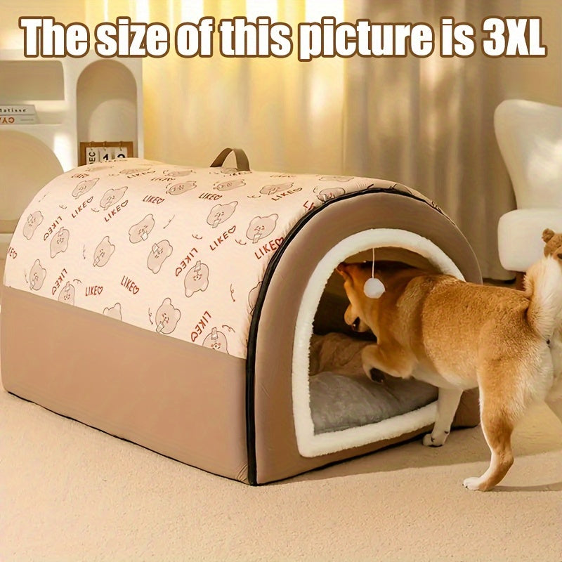 Casinha para Cães e Caverna para Gatos | Cama 2 em 1 Destacável com Pingente em Forma de Bola | Cama de Fleece para Gatos, Casinha para Cães, com Alça