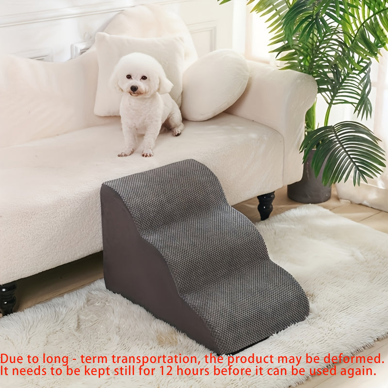 Escada Pet Curvada – Ideal para Camas e Sofás Altos | Várias Alturas Disponíveis | Degraus em Espuma Antiderrapante e Lavável | Para Cães de Pequeno Porte e Gatos