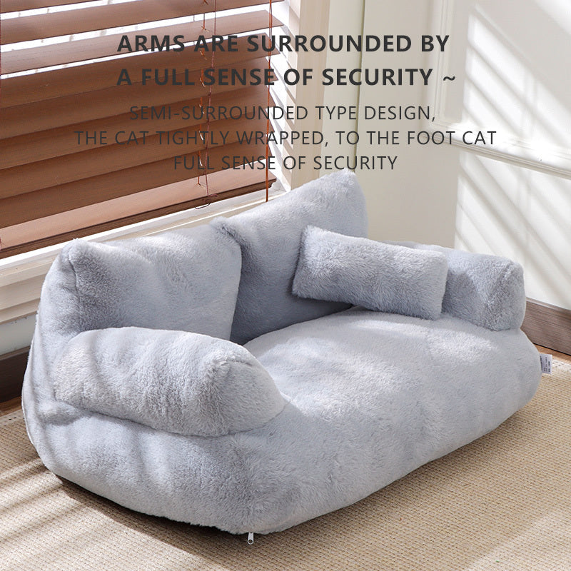 Sofá Confortável Cinza para Pets, Ideal para Gatos e Cães Pequenos - Cama Desmontável, Sofá para Todas as Estações com Capa de Poliéster Macio e Enchimento de Fibra de Polipropileno, 55x38x20cm, Ideal para Relaxamento em Casa, Sofá para Cães.