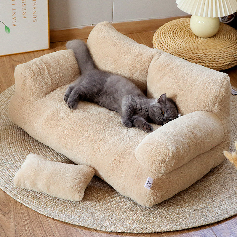 Sofá Confortável Cinza para Pets, Ideal para Gatos e Cães Pequenos - Cama Desmontável, Sofá para Todas as Estações com Capa de Poliéster Macio e Enchimento de Fibra de Polipropileno, 55x38x20cm, Ideal para Relaxamento em Casa, Sofá para Cães.