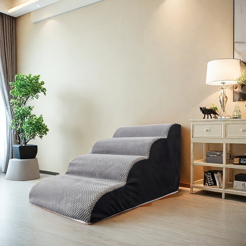 Escada de Segurança para Pets | Degraus para Cães e Gatos e Rampa para Sofá e Cama para Pets Idosos, Feridos e Necessitados de Assistência | Antiderrapante, Capa Removível e Lavável | Passagem Interna Confortável com Design de Estrelas